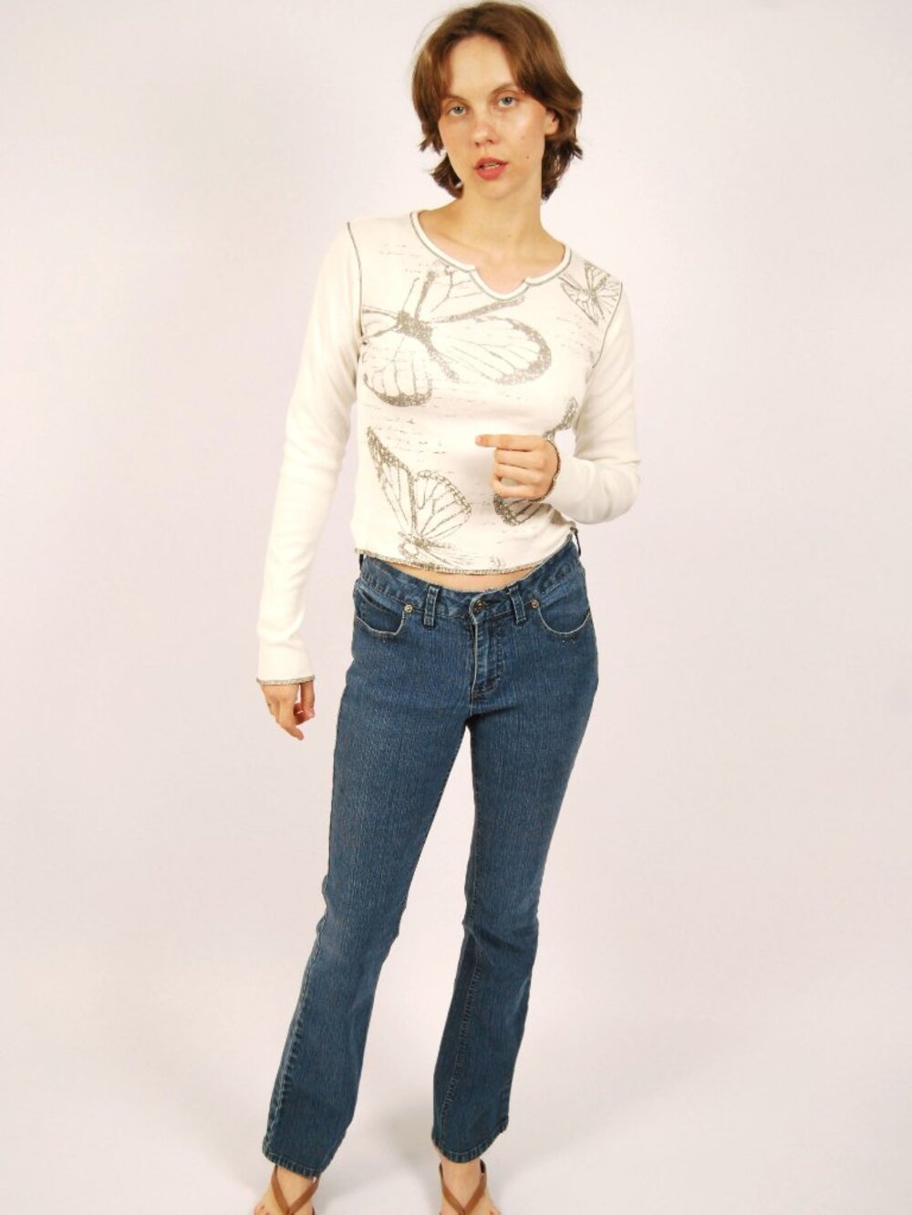Y2K Butterfly Longsleeve Tee (M) medium womens top blouse alternative cute punk